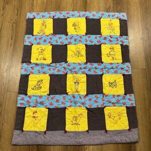 Vintage Handmade Childs Throw Blanket Cover Patchwork Quilt Clifford Animals